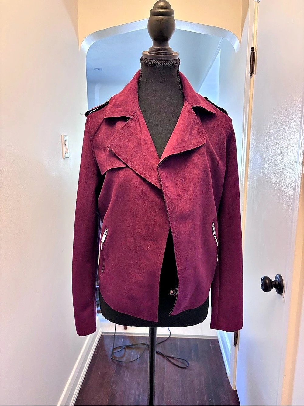 Philosophy Faux Leather Moto Jacket in Red Size Small Like New